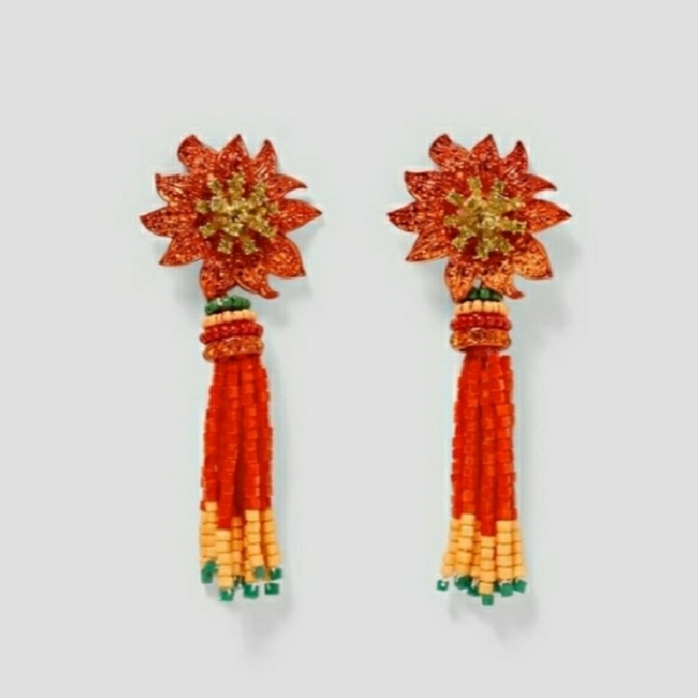 ISO Zara floral tassel earrings